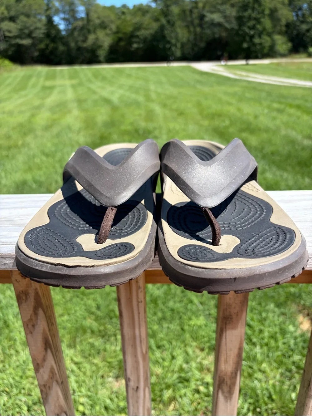 CROCS Modi Sport Flip Flop Sandals Tan Brown Men's 13 Slip On
